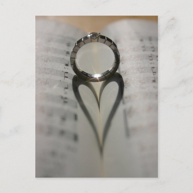 Postal Sombra del corazón del anillo del boda (Anverso)