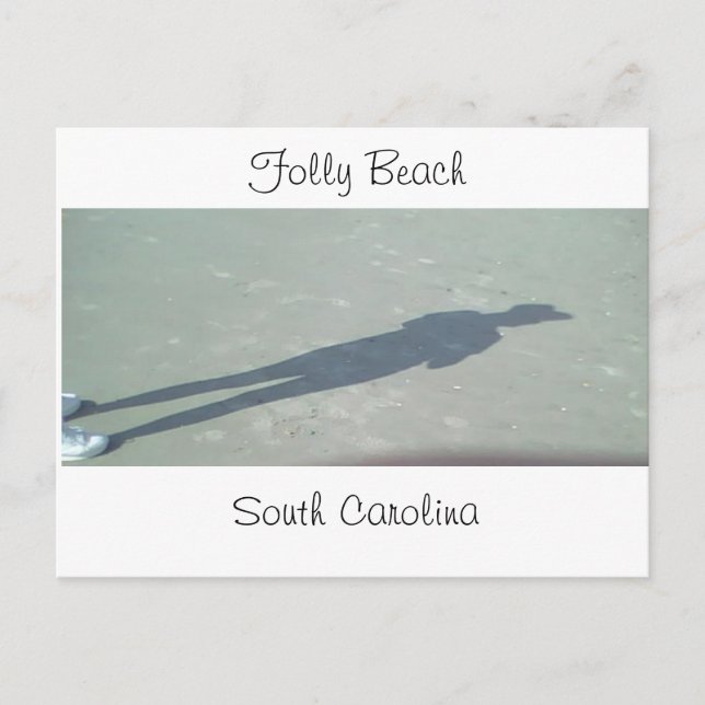 Postal Sombra en Folly Beach, SC, Carolina del Sur, Foll. (Anverso)