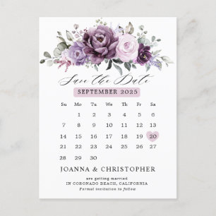 Postal Sombras de un calendario turbio morado Guardar la