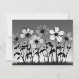 Postal Sombras florales blancas y negras de ensueño