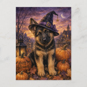 Postal Sombrero de Bruja de Calabaza Goldendoodle