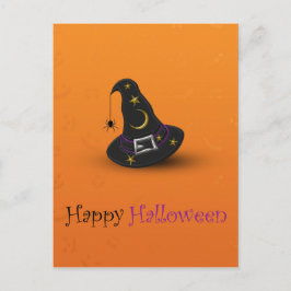 Postal Sombrero de Bruja de Halloween con Araña