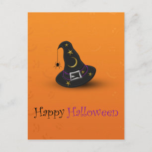 Postal Sombrero de Bruja de Halloween con Araña