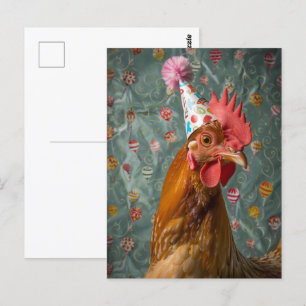 Postal Sombrero de fiesta de pollo
