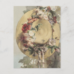 Postal Sombrero de Paja con Rosas de Angelo Rossi