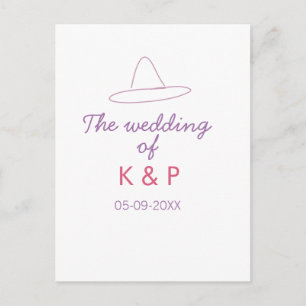 Postal sombrero de vaquero la boda de pareja nombre fecha