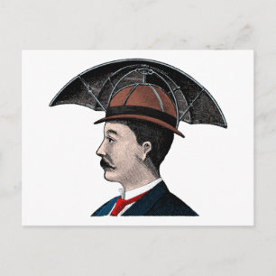 Postal Sombrero Paraguas - Ilustración Vintage