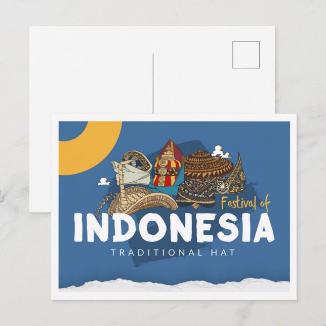 Postal Sombrero Tradicional de Indonesia Viajes (Anverso / Reverso)