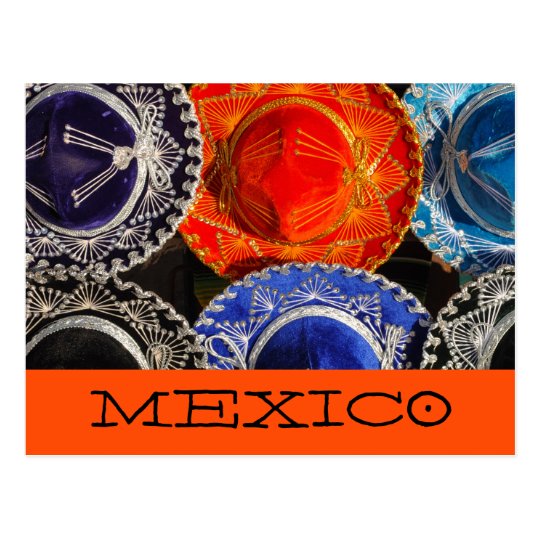 Postal Sombreros mexicanos coloridos
