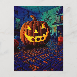 Postal Sombrío Jack o Lantern de 8 bits