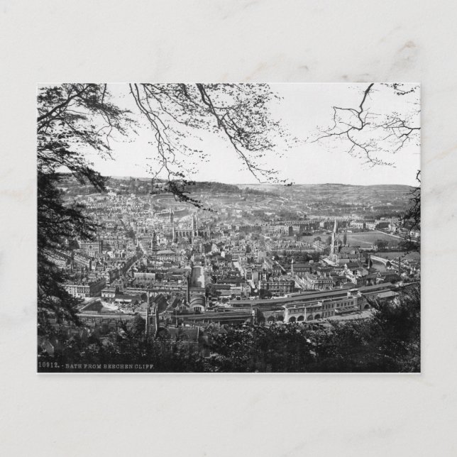 Postal Somerset, Reino Unido, panorama de Bath City c1895 (Anverso)