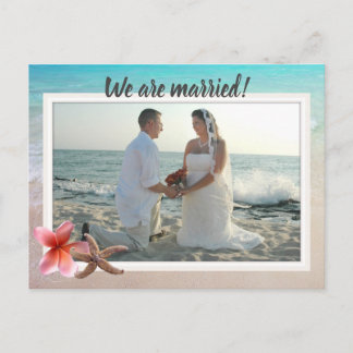 Postal Somos recién casados con matrimonio fotográfico