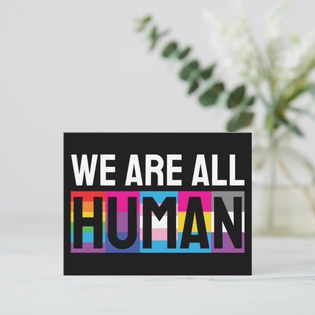 Postal Somos Todos Humanos LGBTQIA+ (Anverso de pie)