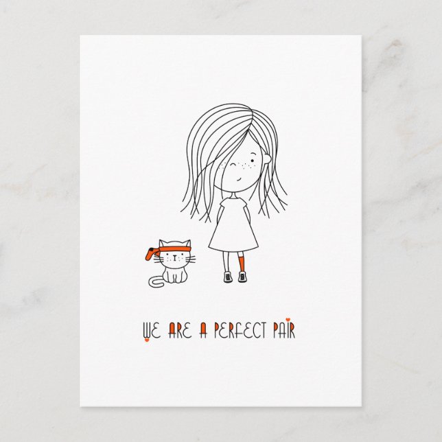 Postal Somos una pareja perfecta Niña linda y divertida (Anverso)