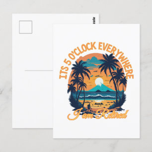 Postal Son las 5 en punto en todas partes estoy jubilado