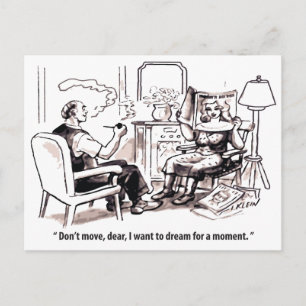 Postal Soñador, relación entre hombre y mujer, Humor,