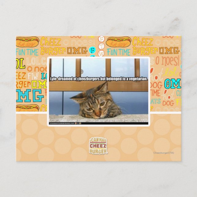 Postal Soñando con hamburguesas de queso (Anverso)