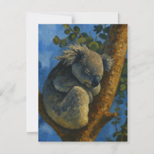 Postal Soñando en el eucalipto - Dormir el arte de Koala