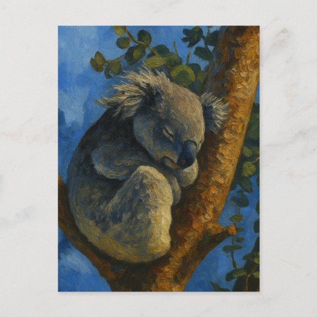 Postal Soñando en el eucalipto - Dormir el arte de Koala (Anverso)