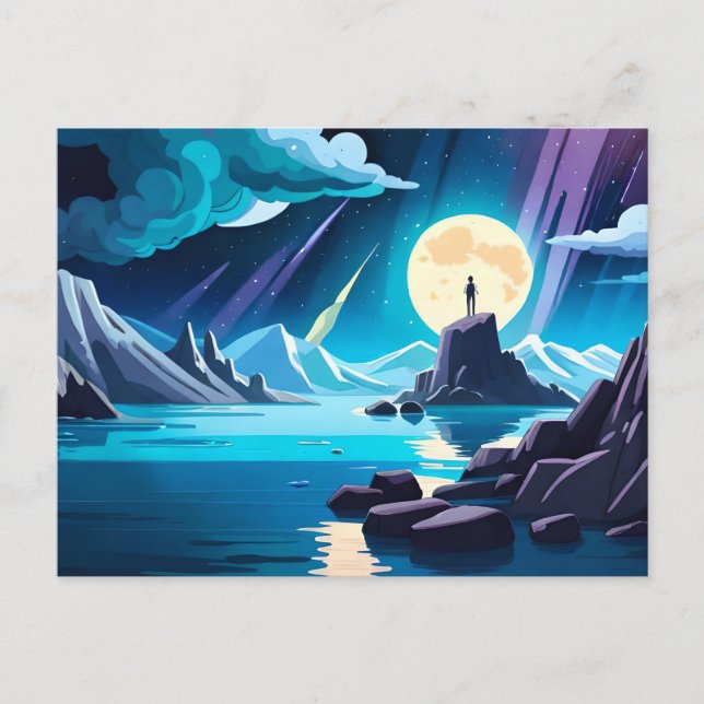 Postal Soñando — Hombre a orillas del mar (Anverso)