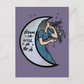 Postal Soñar, desear que lo haga la Diosa de la Luna