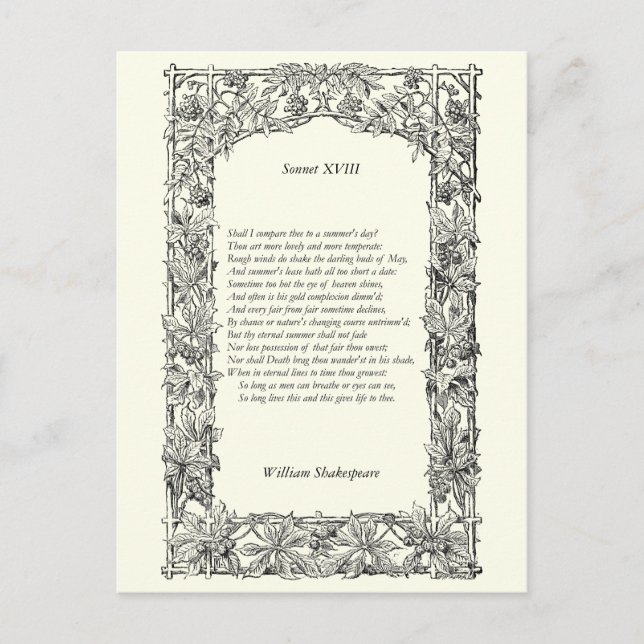 Postal Soneto # 18 de Shakespeare (Anverso)