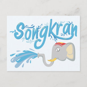 Postal Songkran Elephant rociando agua T-Shirt
