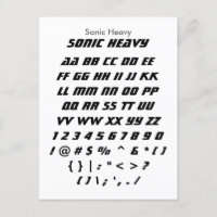 Sonic Heavy - Zazzle Font Sampler Sheet
