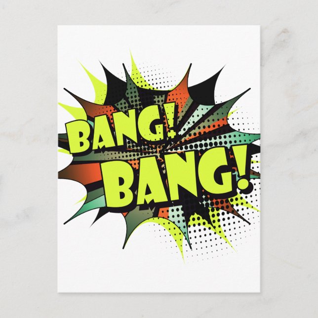 Postal Sonido del efecto Bang bang de la historieta (Anverso)