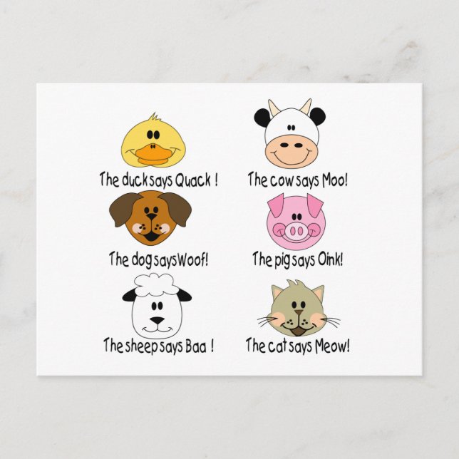 Postal Sonidos de animales de granja (Anverso)