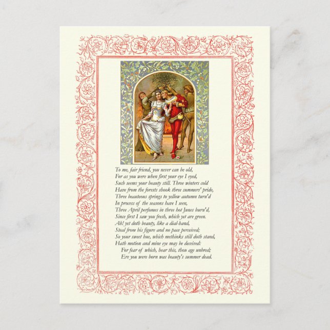 Postal Sonnet # 104 de William Shakespeare (Anverso)