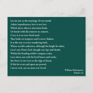 Postal Sonnet 116Permítanme no casarme con las mentes ver