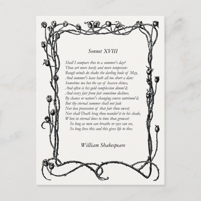 Postal Sonnet # 18 de William Shakespeare (Anverso)