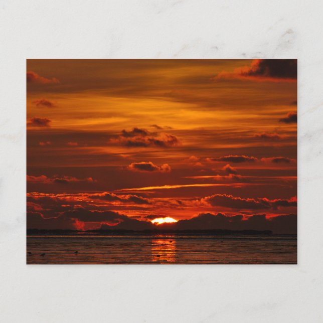 Postal Sonnige Urlaubsgrüße mit schönem Sonnenuntergang (Anverso)