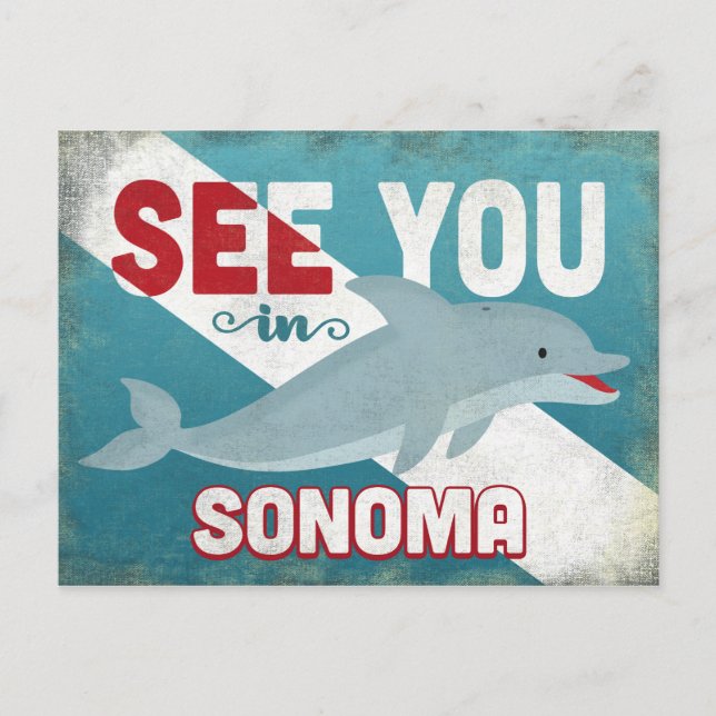 Postal Sonoma Dolphin - Retro Vintage Travel (Anverso)