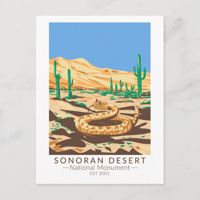 Postal Sonoran Desert National Monument Rattlesnake Retro (Anverso)