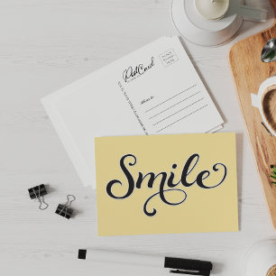 Postal Sonríe Amarillo Feliz Say Hello Retro Fun