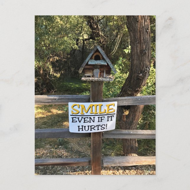 Postal Sonríe aunque duele, Rótulo gracioso (Anverso)