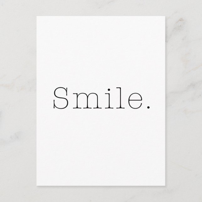 Postal Sonríe. Plantilla De Cita De Sonrisa En Blanco Y N (Anverso)