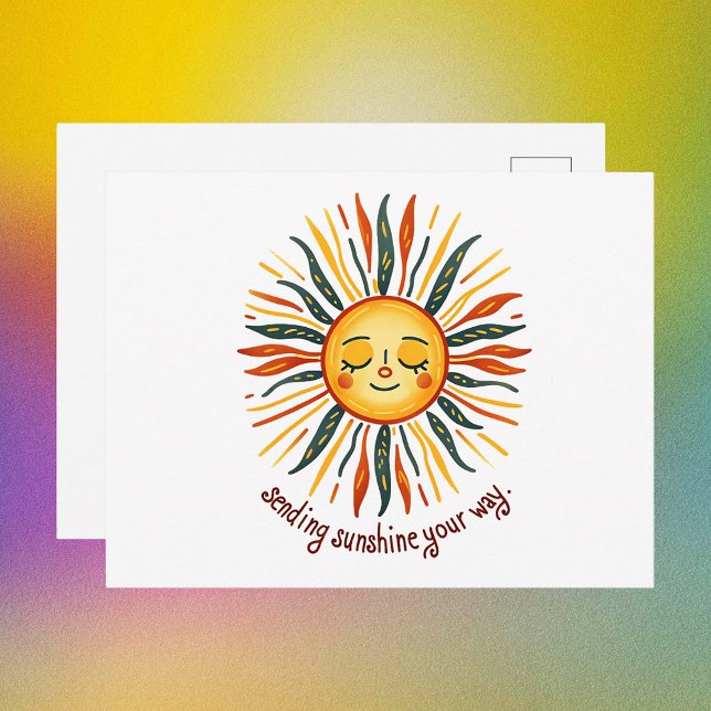Postal Sonriente alegre levantamiento del sol (Cheerful Smiling Sun Uplifting Postcard
)