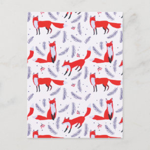 Postal Sonriente Bosque de Woodland Greenery Red Fox