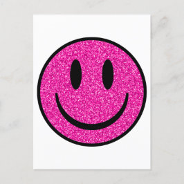 Postal Sonriente Cara Brillo Rosa