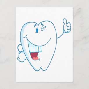 Postal Sonriente Caricatura de dientes limpios Thumbs Up.