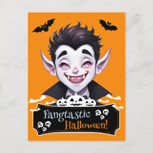 Postal Sonriente vampiro Fangtastic Halloween Funny Pun