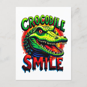 Postal "Sonrisa alegre de cocodrilo - divertido y caprich
