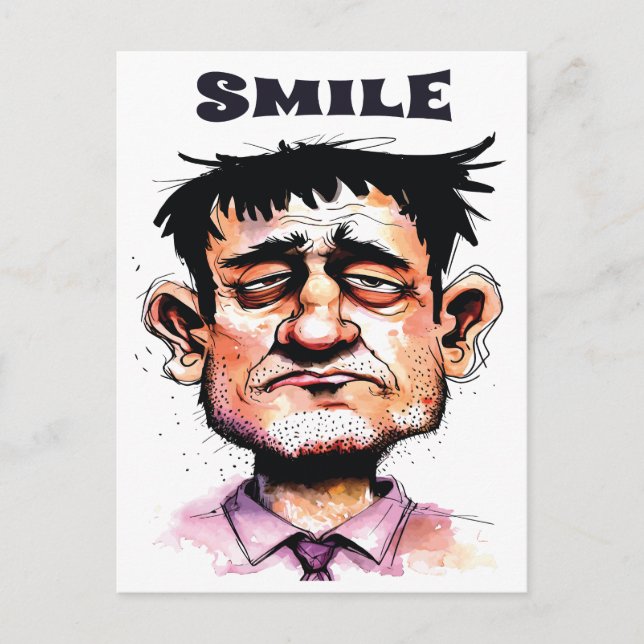 Postal Sonrisa, cara divertida, retrato masculino, Person (Anverso)