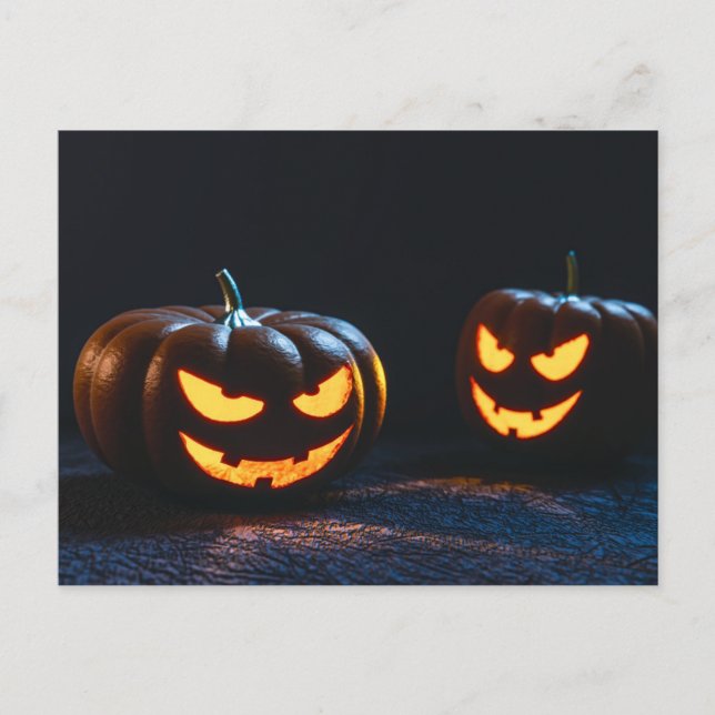 Postal Sonrisa de calabazas malvadas (Anverso)