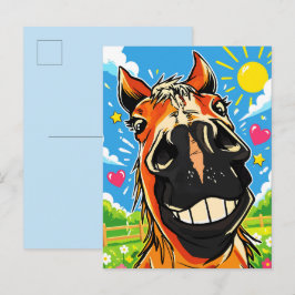 Postal Sonrisa Divertida de Caballo Arte de Dibujos Anima