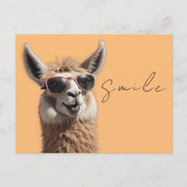 Postal Sonrisa Llama Cute Alpaca con gafas de sol diverti