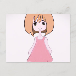 Postal Sonrisa tímida en rosa